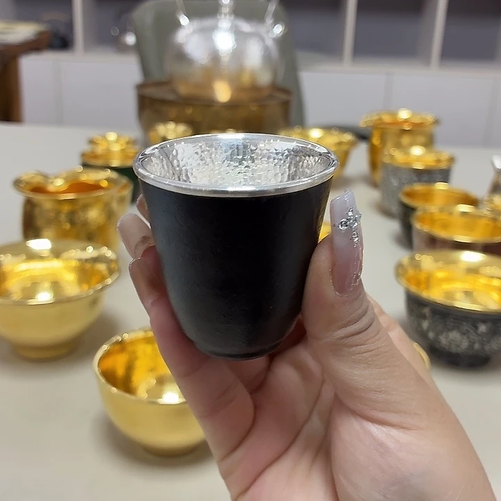 23李小鹤铁包银足银15克闻香杯50毫升