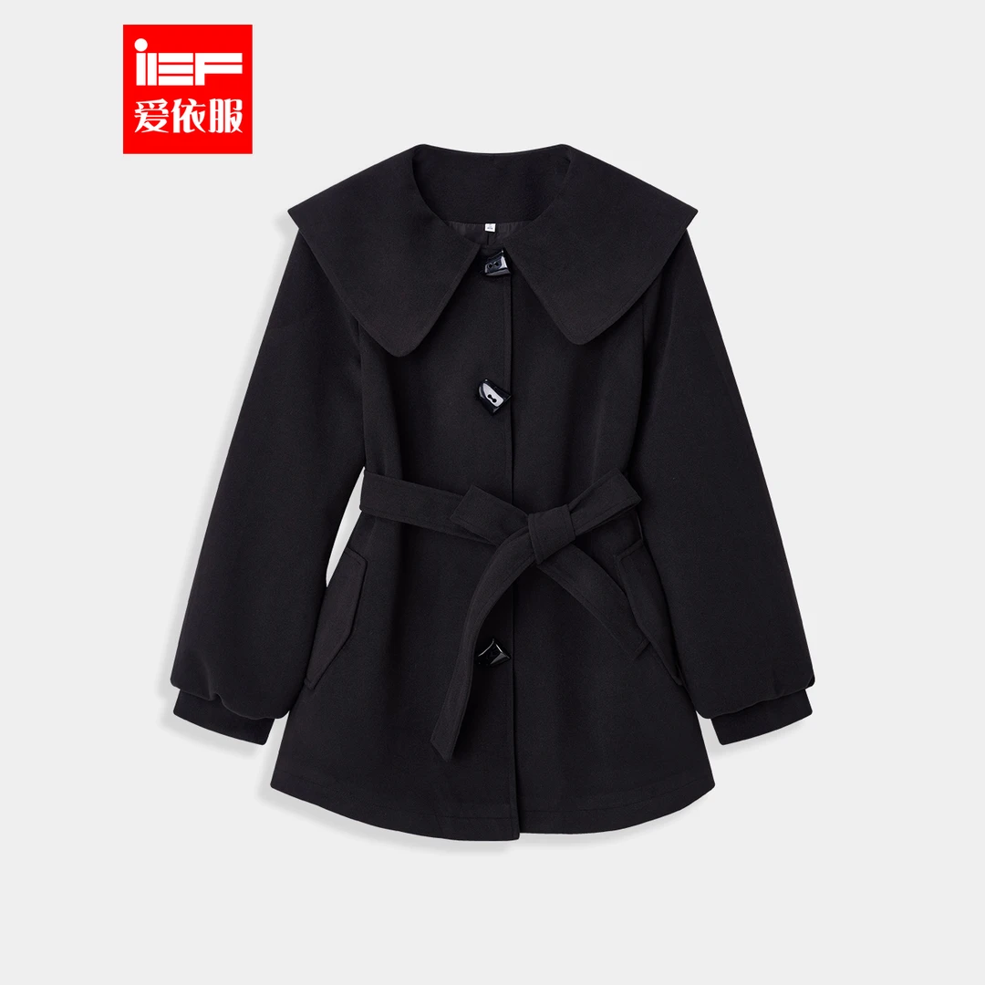 IEF/爱依服2025新款秋冬季韩版气质显瘦收腰设计感呢绒中外套