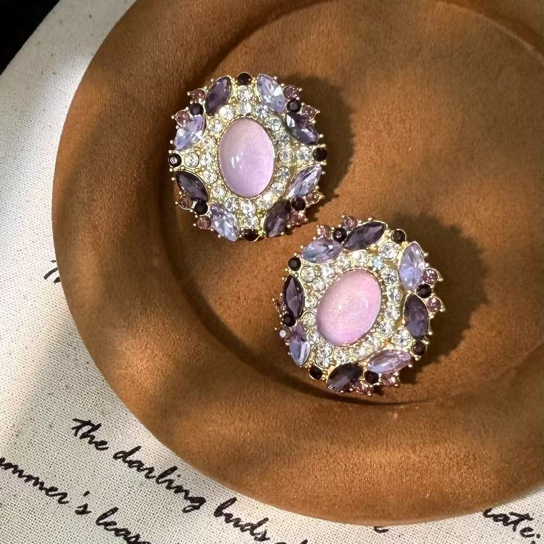 合金琉璃耳饰 花笙（HS529）风彩色耳饰默认风格重工奢华气质镶嵌