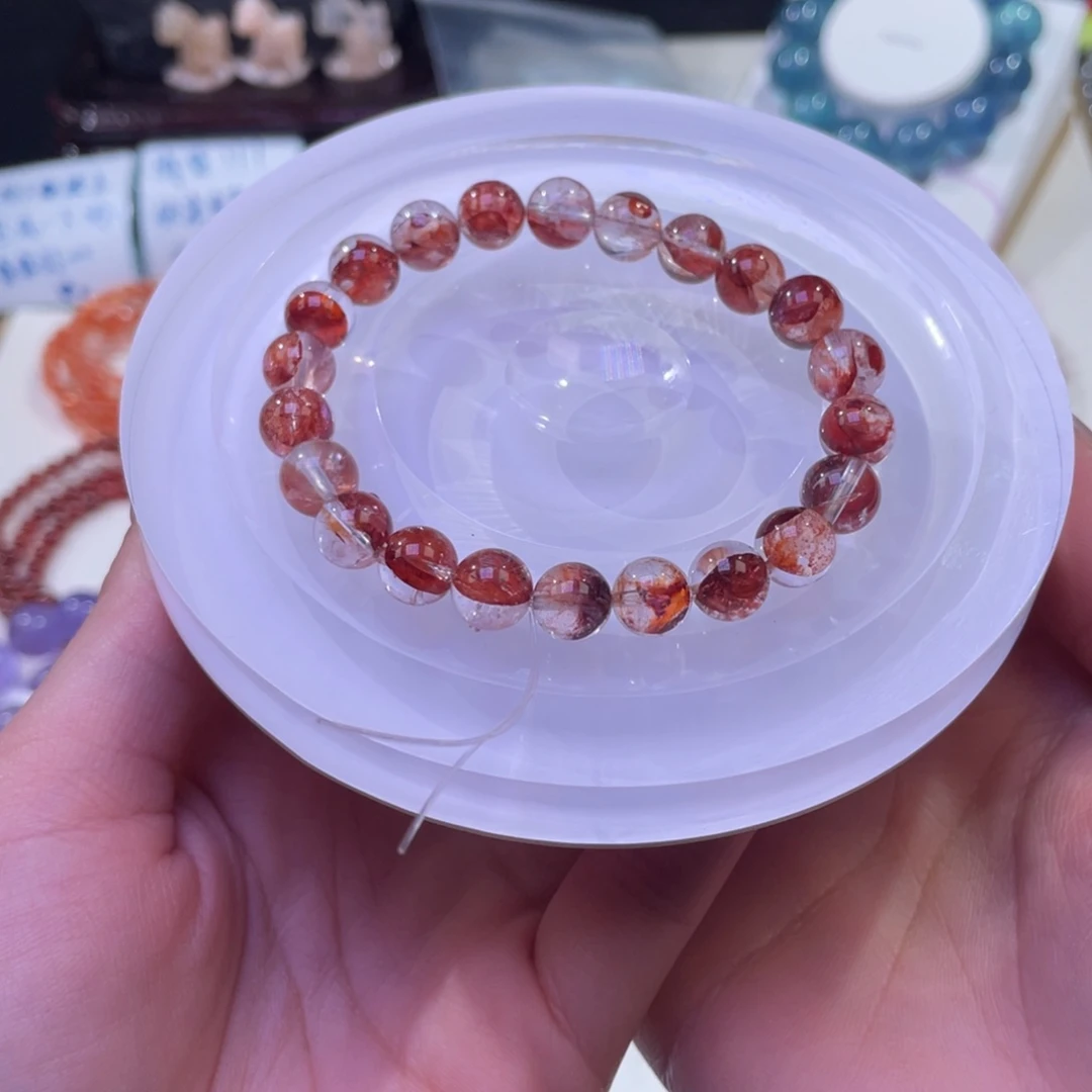 未镶嵌手链水晶正宫红胶花8mm