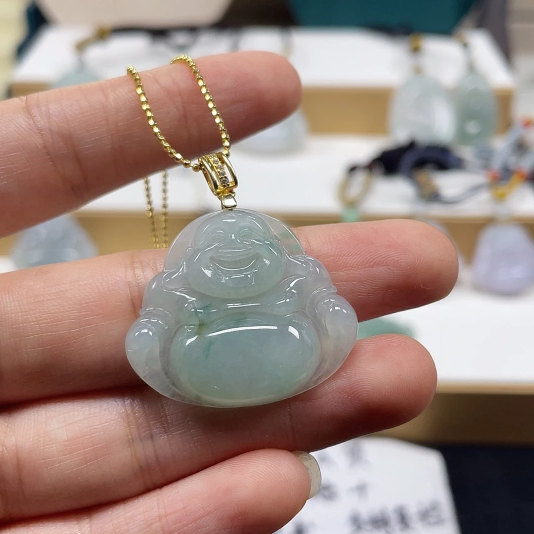 翡翠未镶嵌颈饰天然翡翠佛公吊坠一件32号