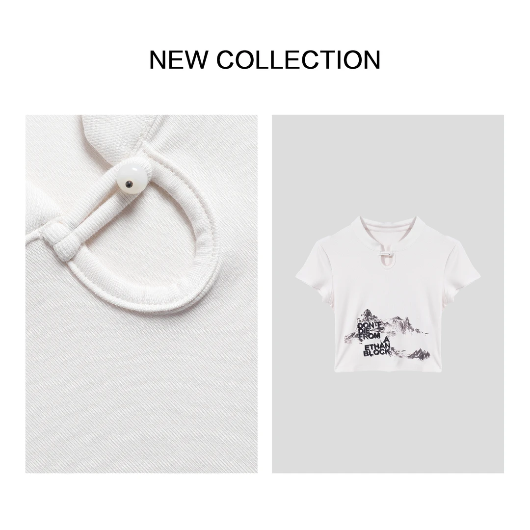 【艾美专属】T3F28022 简约风格山景图案T恤