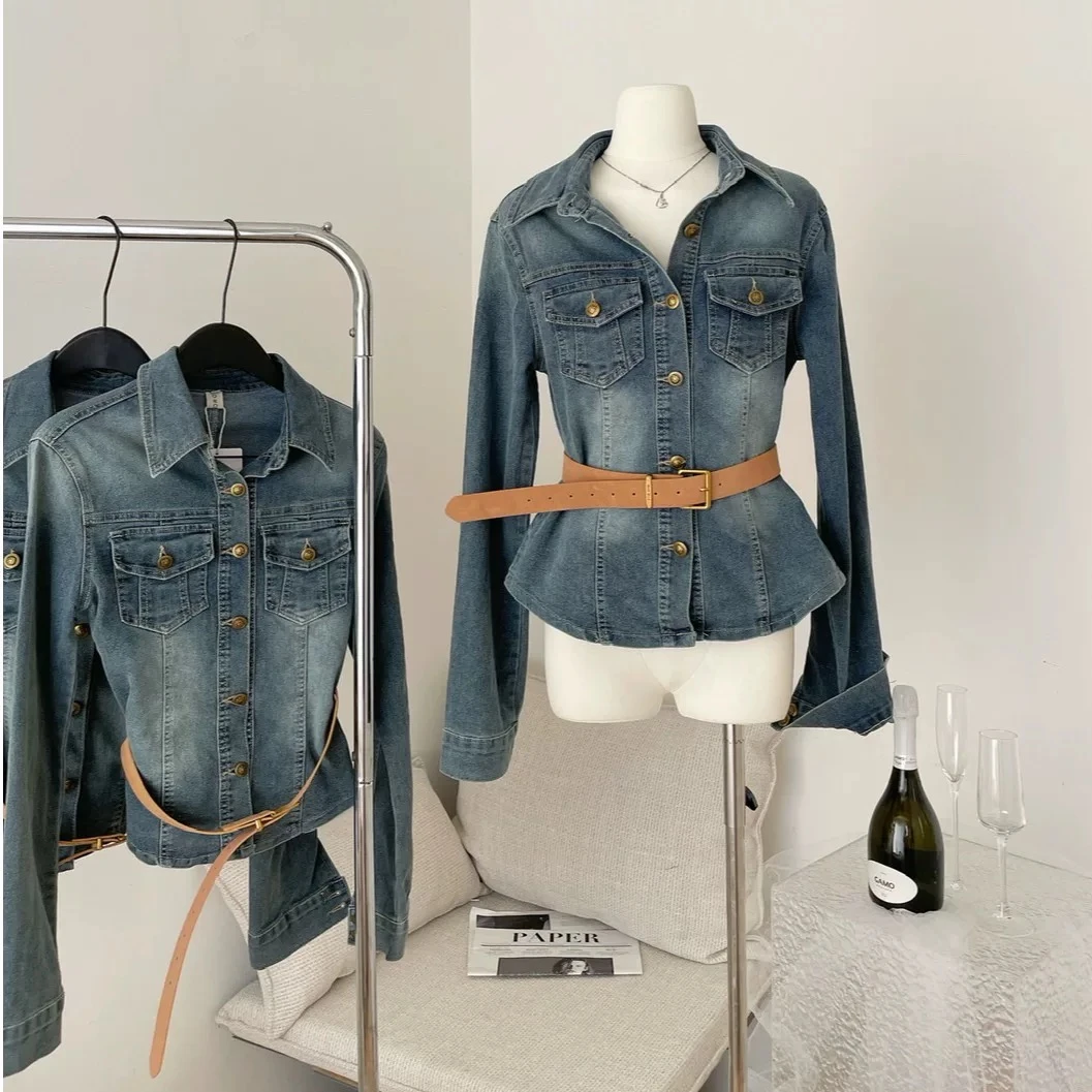 爱笑的瑶瑶【杂志焦点】复古牛仔外套2025春季设计感上衣8956