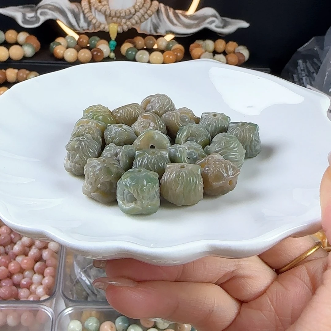 菩提根/象牙果手串瑕疵卡14绿色醒狮20颗