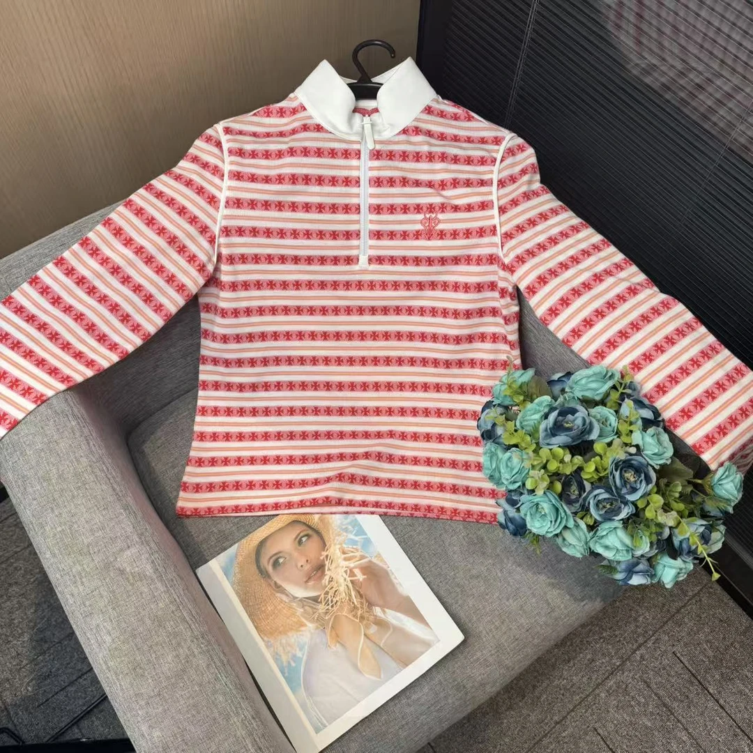 早秋新款时尚舒适轻柔螺纹拼色女款长袖-G50804