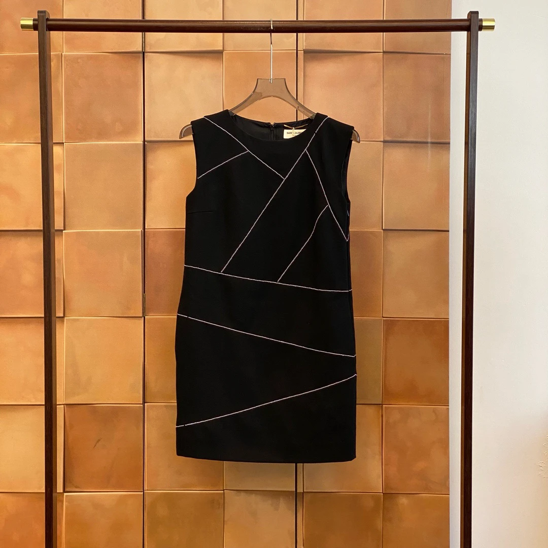 99新 YSL/圣罗兰 黑色水钻连衣裙/34码/99新/29630