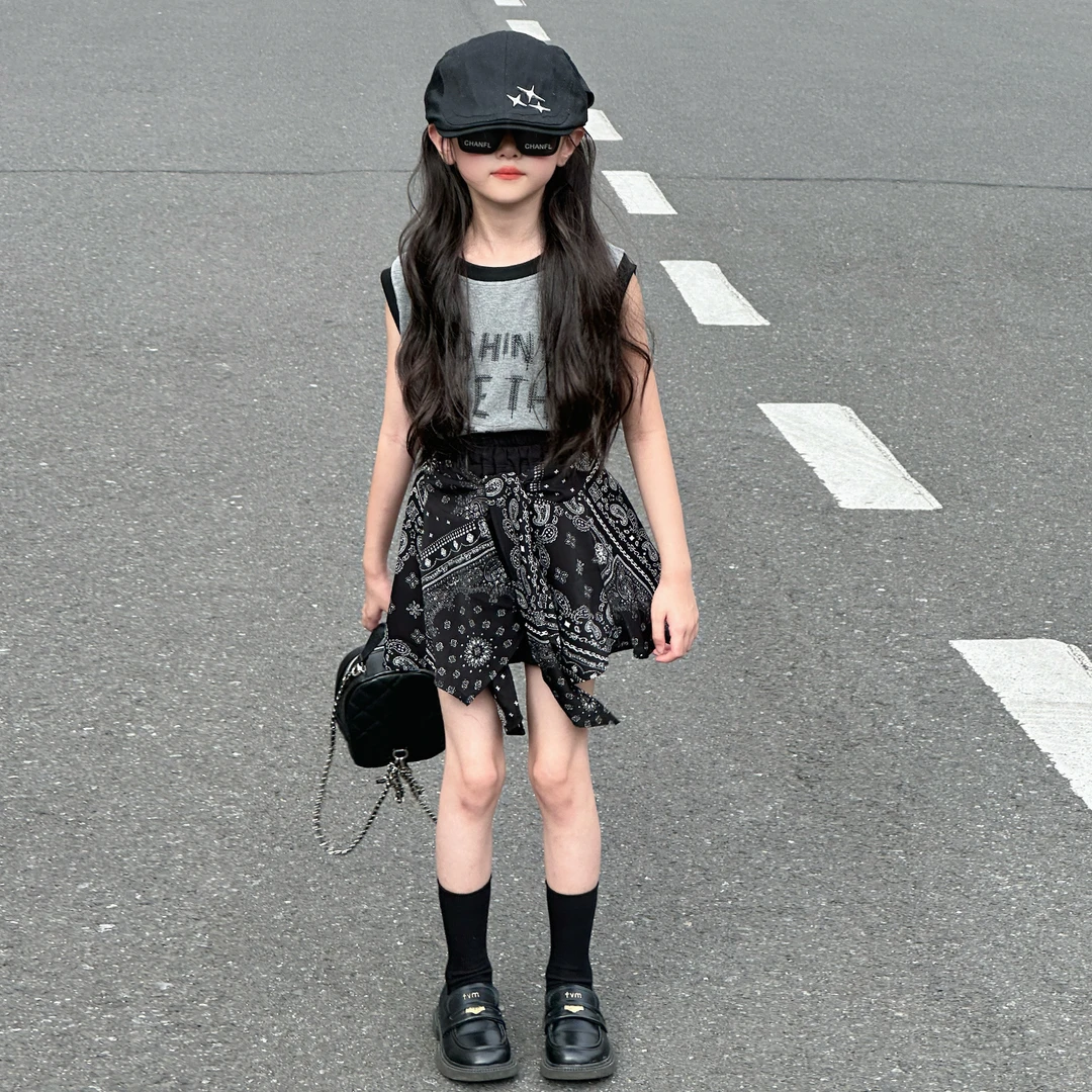 女童夏装套装新款2025时髦大童装背心薄款洋气裙裤中大童两件套潮