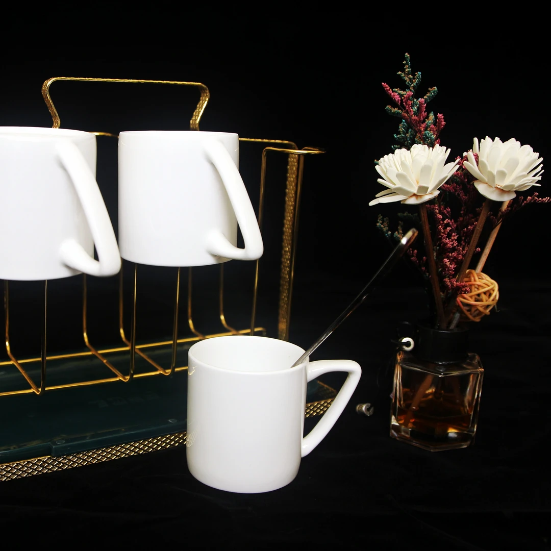 海派咖啡杯 纯白骨瓷海派舒适手感咖啡杯早餐牛奶果汁杯造型家用