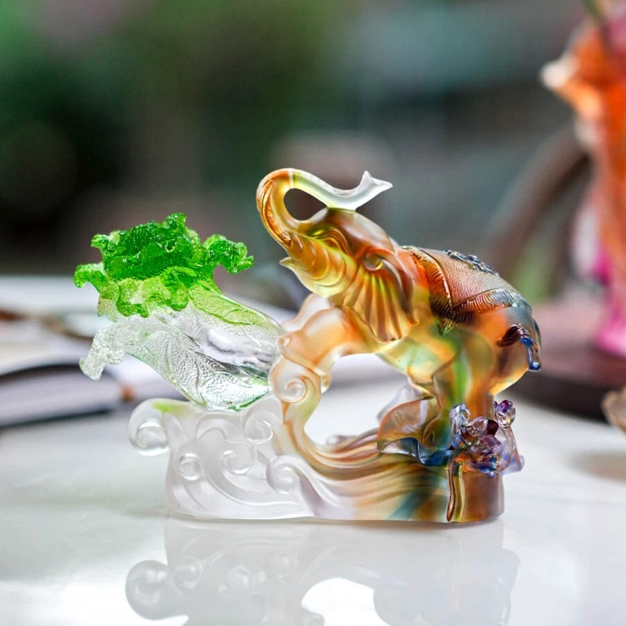 【奇居巍】高档现代时尚工艺礼品摆件琉璃向上纳财B