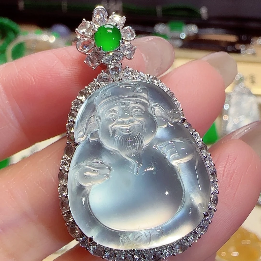 翡翠18K金镶嵌吊坠(不含链)