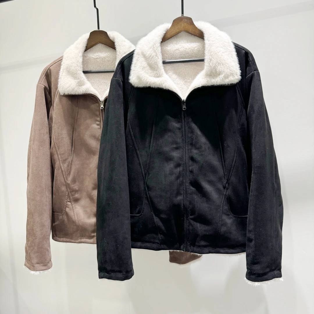 冬季新款时尚百搭简约座山雕加绒夹克男士潮流美式休闲保暖外套