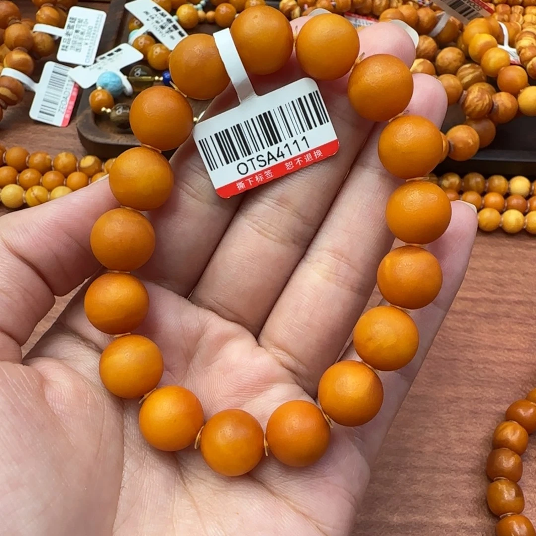 琥珀未镶嵌手链蜜蜡手串11m