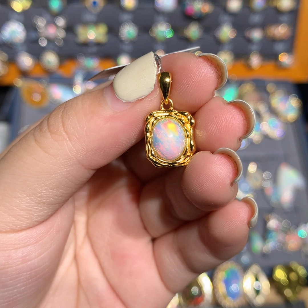 银S925镶嵌欧泊欧泊吊坠l