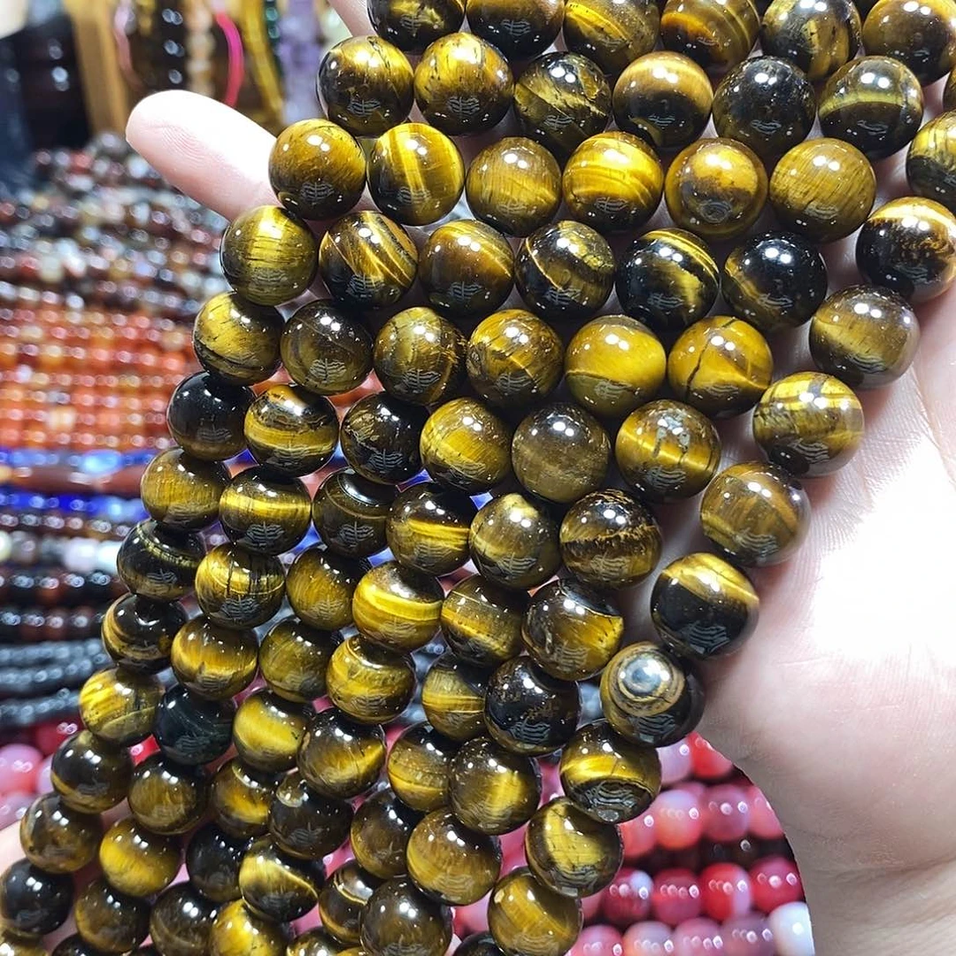 玛瑙/玉髓未镶嵌珠宝半成品虎眼一条卡12mm