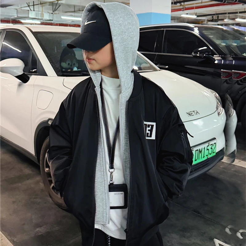 【图本图】2025冬装男童假两件夹棉保暖棉服中大童重工绣花夹克外套