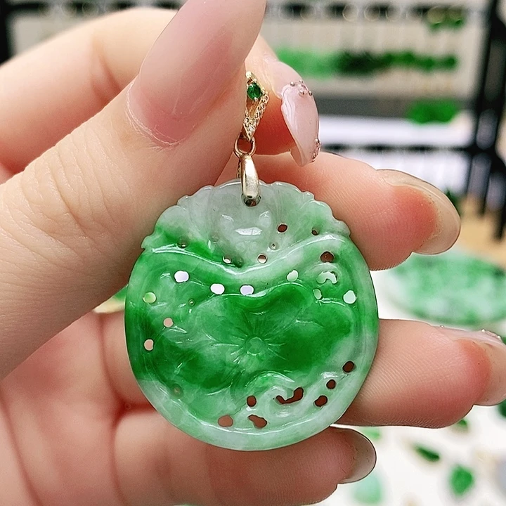 花****翡翠银S925镶嵌耳饰挂件