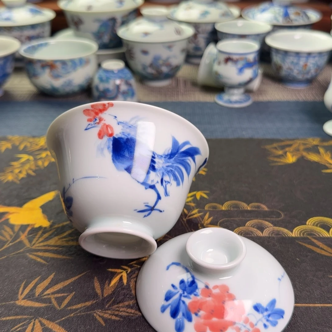 瓷片公鸡盖碗杯杯杯