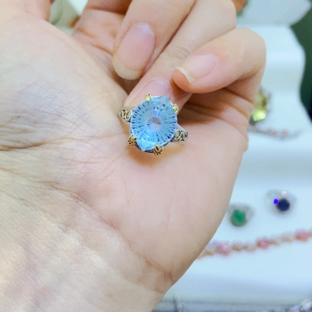 银S925镶嵌戒指托帕石