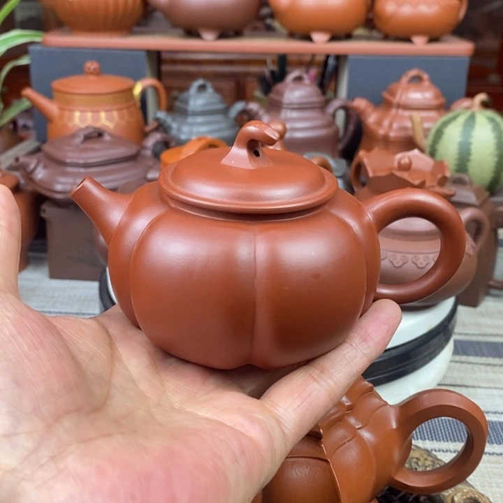 紫砂茶壶南瓜260cc原矿朱泥特价