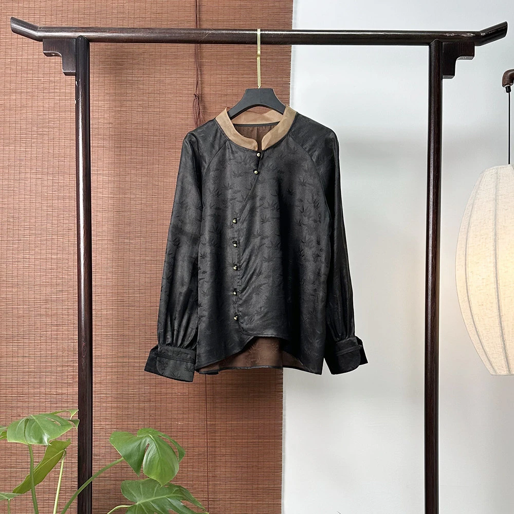 【255279】竹叶老料油皮 新中式40姆米 全绞罗上衣