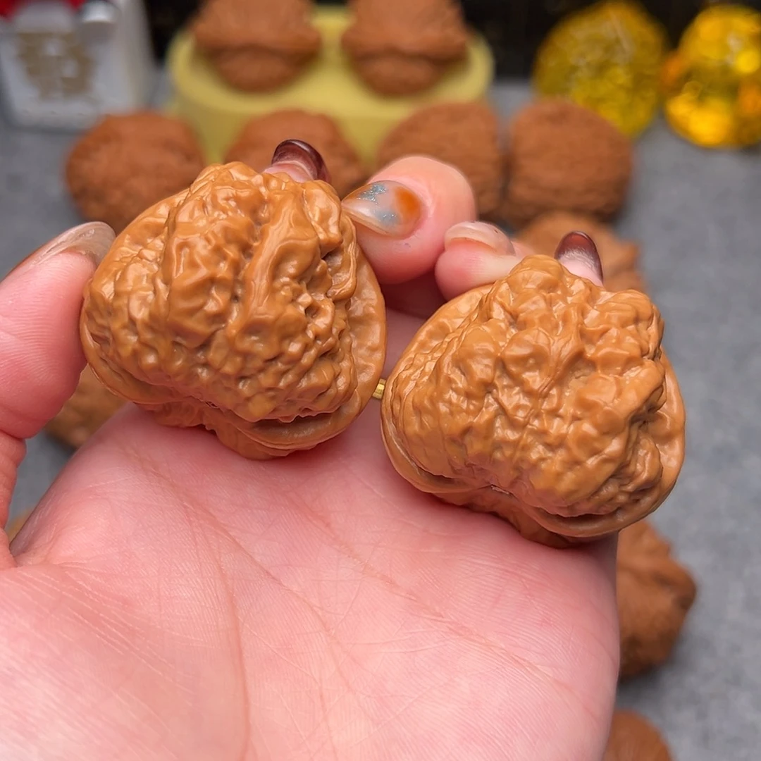 把件文玩核桃毕业精品精配三角蛙39全品水晶红皮