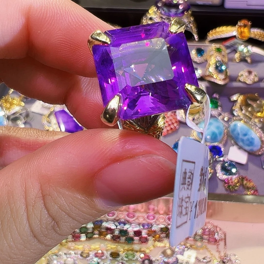 银S925镶嵌戒指紫晶