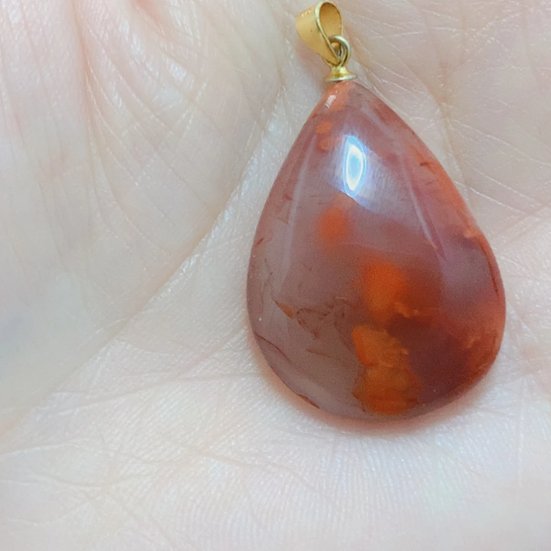 南红玛瑙银S925镶嵌吊坠(不含链)