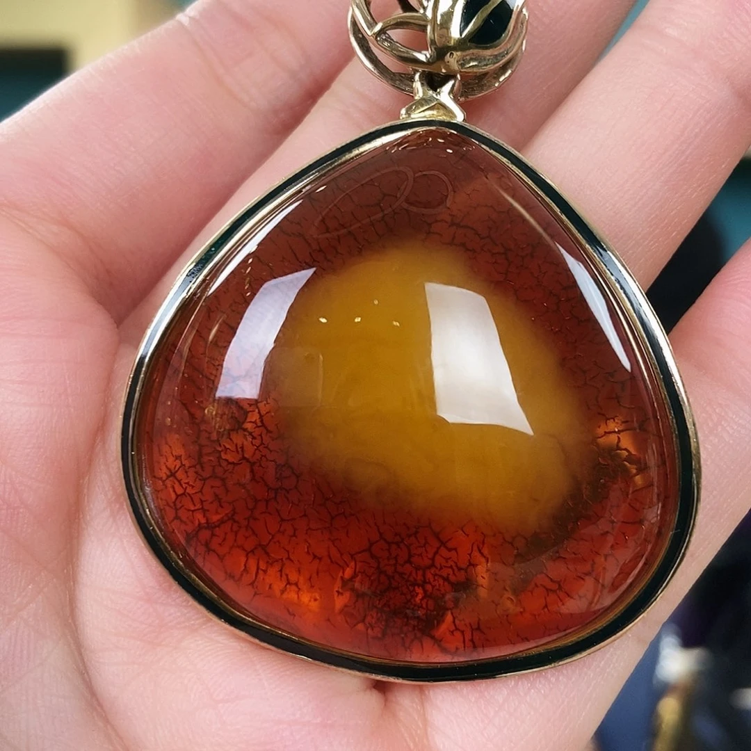 琥珀银S925镶嵌颈饰