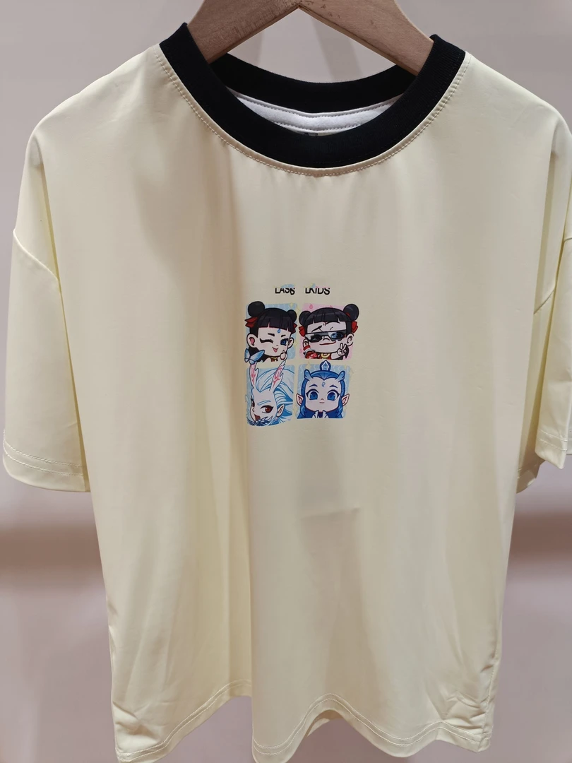 中大童潮童杰82552时尚百搭韩版圆领白色短T儿童上衣宽松半袖