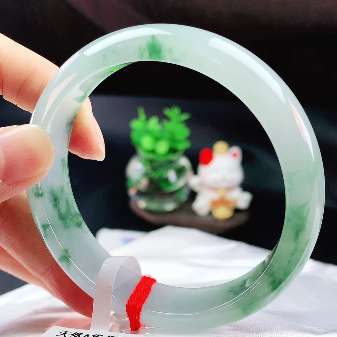 未镶嵌手镯翡翠61冰轮胎绿花翠