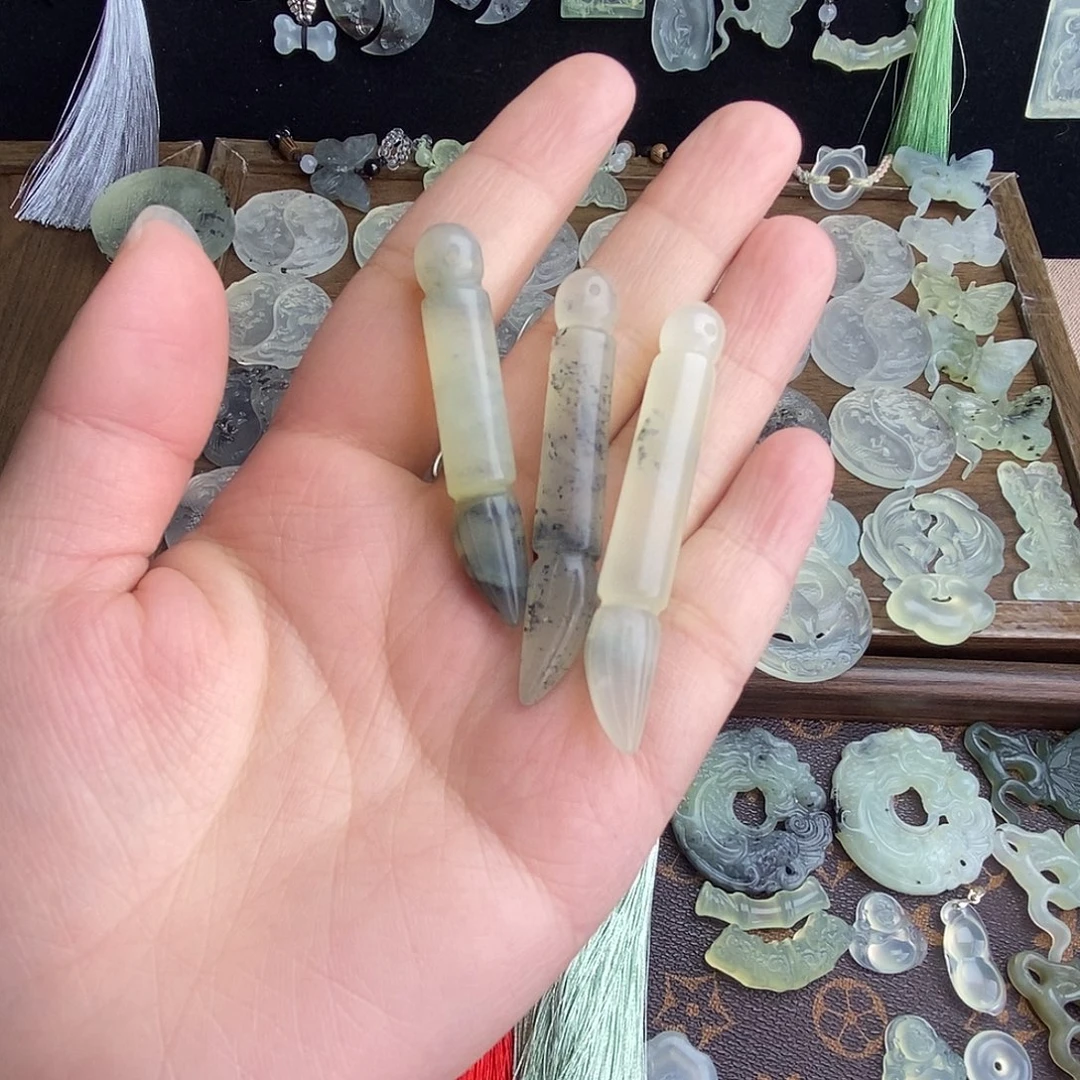 蛇纹石玉未镶嵌颈饰文昌笔送绳子随机一个