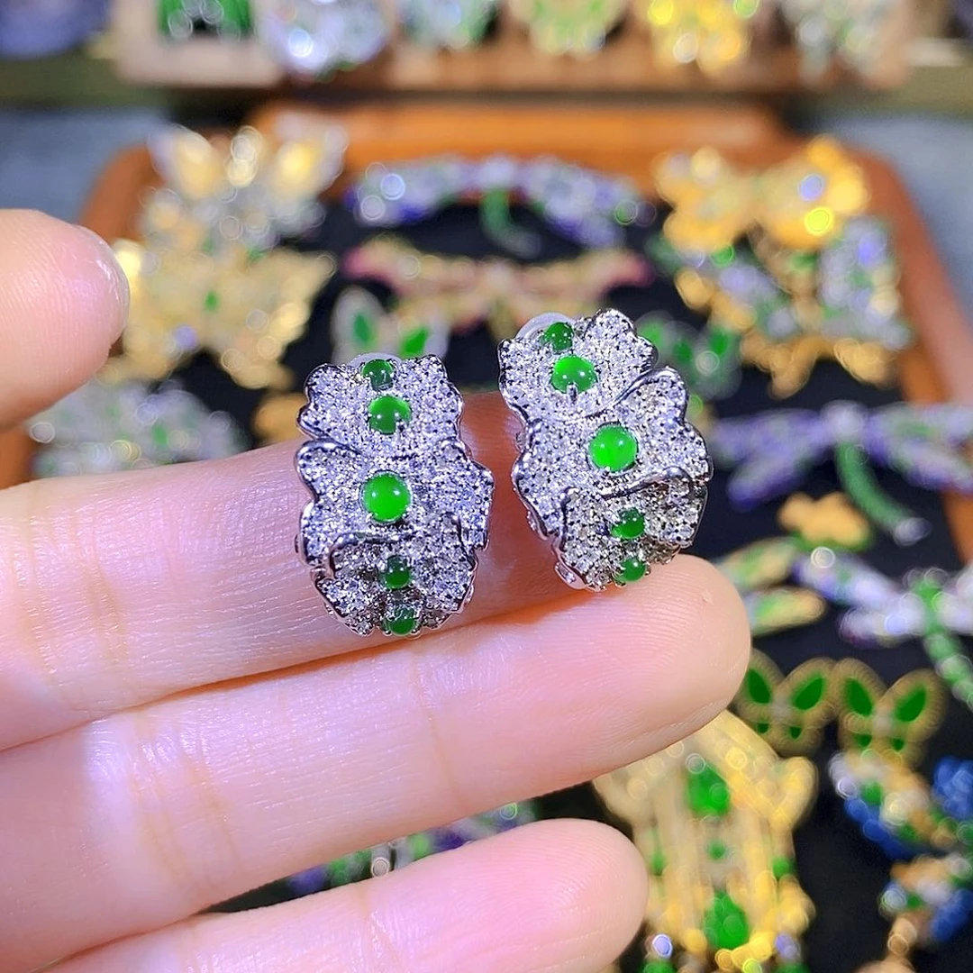 吊坠(不含链)银S925镶嵌翡翠