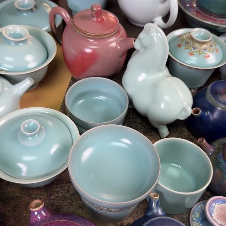 明***月陶汝窑杯葫芦，，，，，，