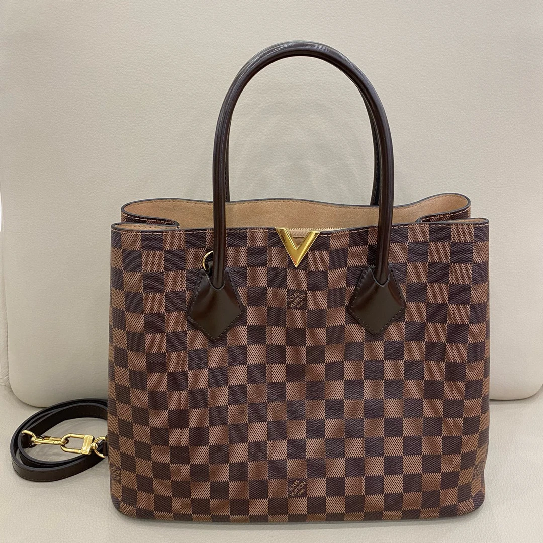 95新 LouisVuitton/路易威登 肯辛顿 棕色棋盘格托特包 35*26