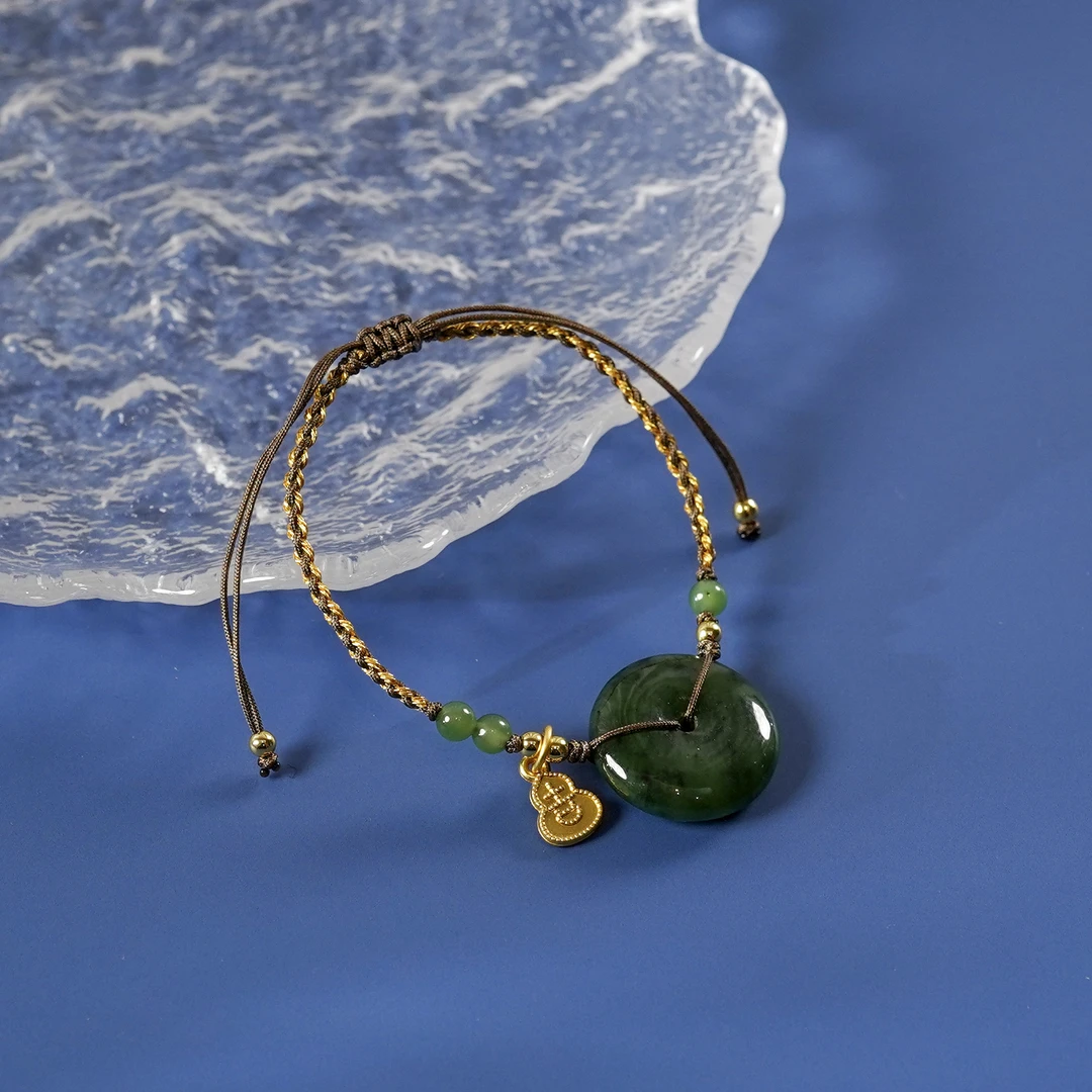 【昕昕严选】和田碧玉乌兰海平安扣手链H640ZC4857