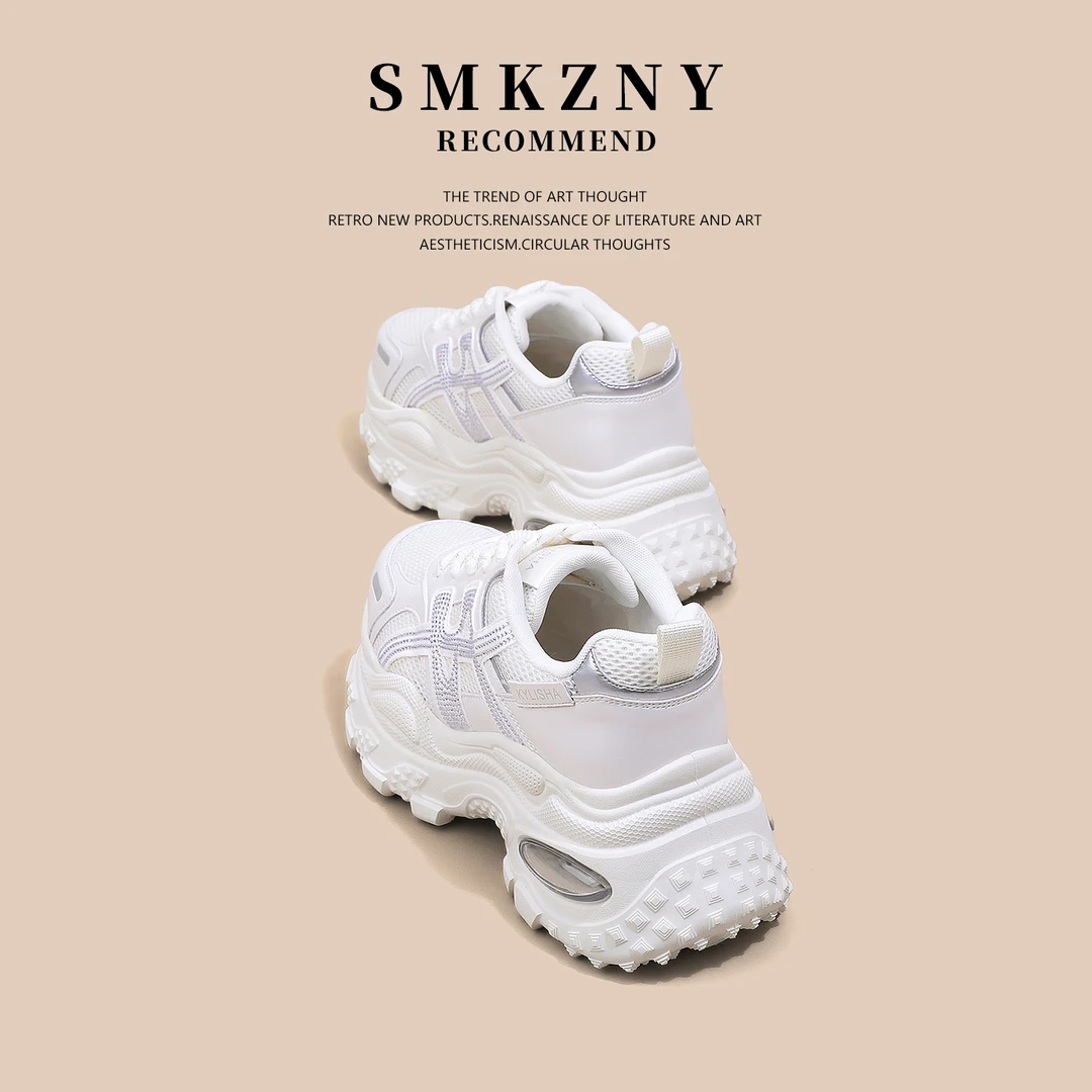 小个子增高厚底老爹鞋女款2025新款夏季水钻网纱透气休闲鞋9952