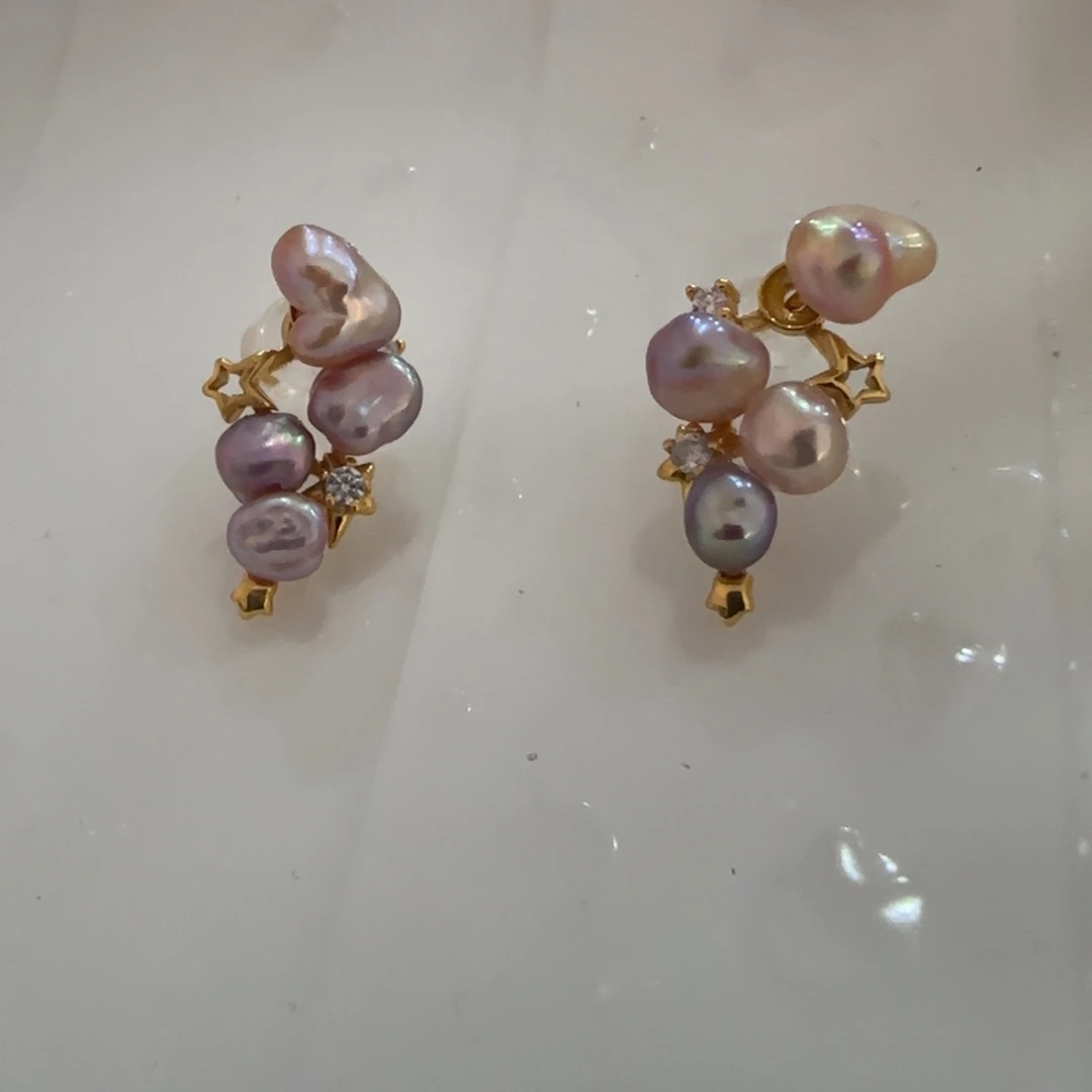 银S925镶嵌淡水珍珠耳饰