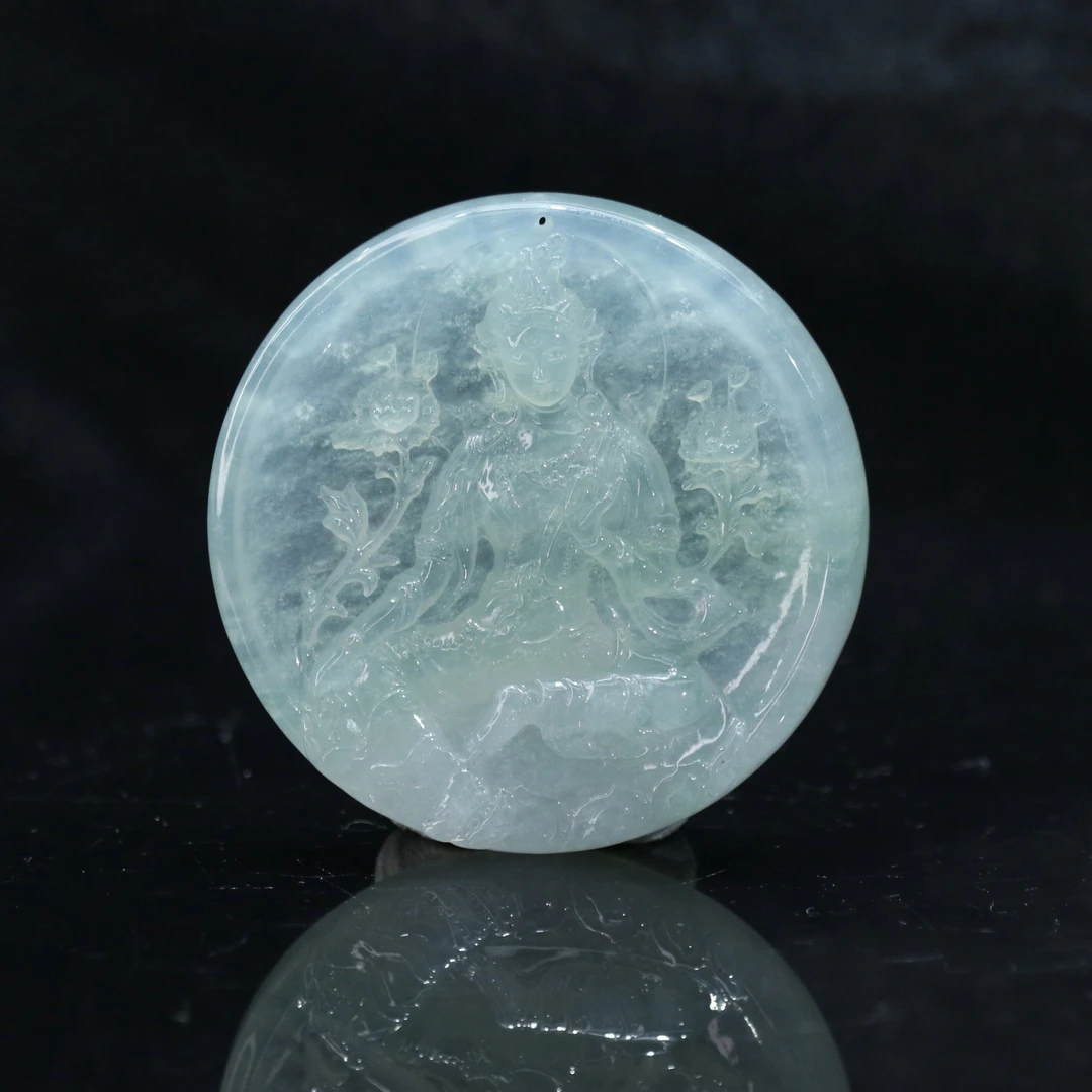 lot31天然缅甸翡翠A货高冰度母/500470/保利厦门拍卖