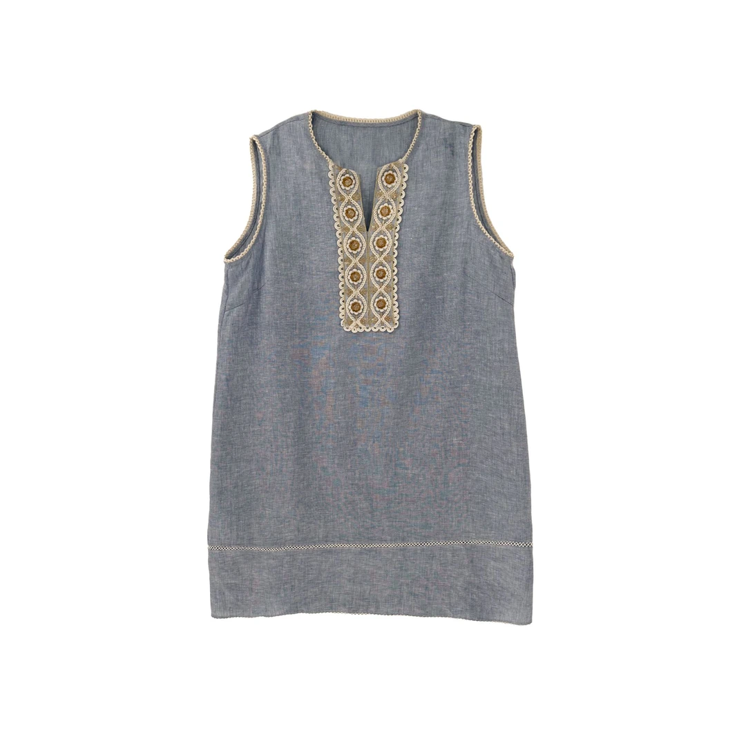 ChenYueTong新款轻奢高端亚麻连衣裙优雅气质名媛时尚宽松5446