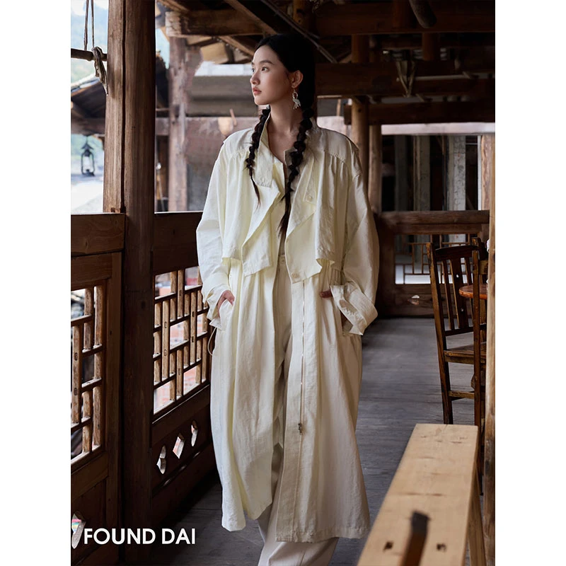 酷girl城市风衣｜纸张皱感肌理  长款秋季外套b