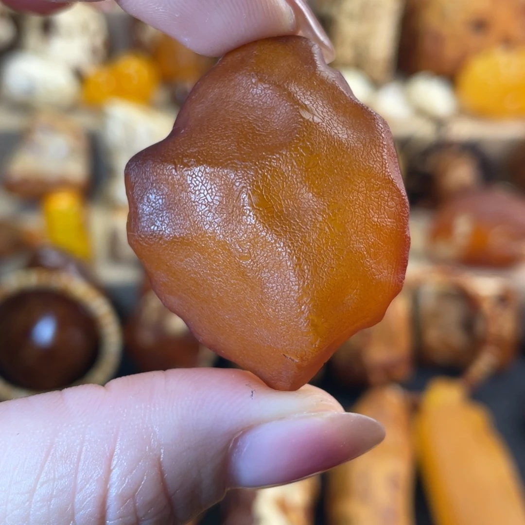 琥珀未镶嵌耳饰天然蜜蜡全皮