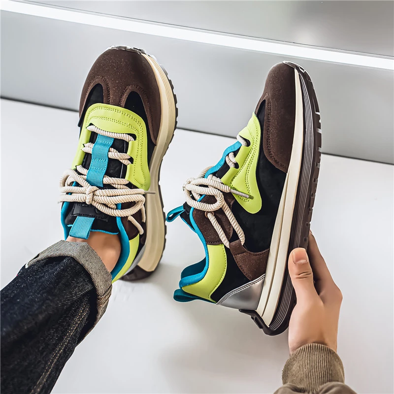 男鞋2025新款春季复古学生厚底阿甘鞋低帮老爹鞋男士运动休闲板鞋