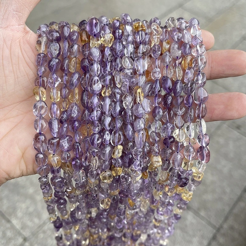 天然紫黄晶随形珠散珠手链半成品不规则串珠diy饰品配件批发