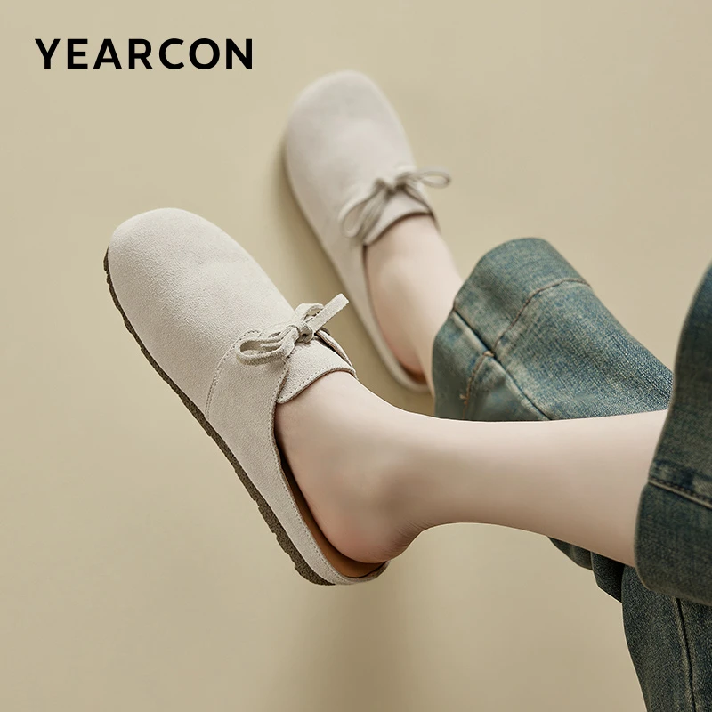 意尔康软底中口法式气质半拖鞋平底韩版百搭穆勒鞋包头女生懒人鞋