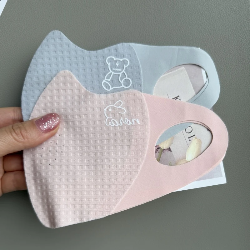 儿童防晒口罩夏季冰丝华夫格薄款透气立体遮阳面罩水洗3-11男女孩