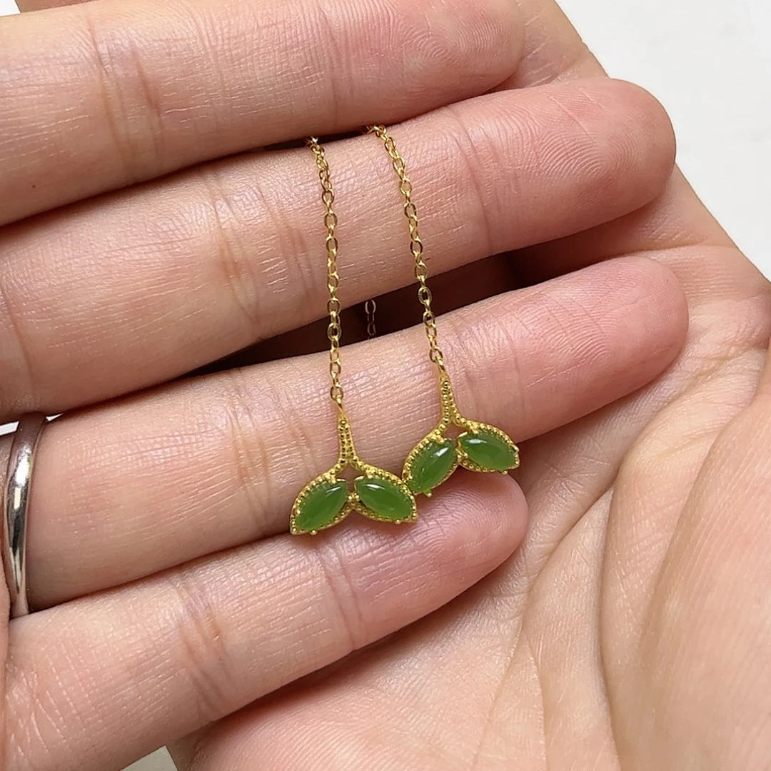 和田玉银S925镶嵌耳饰