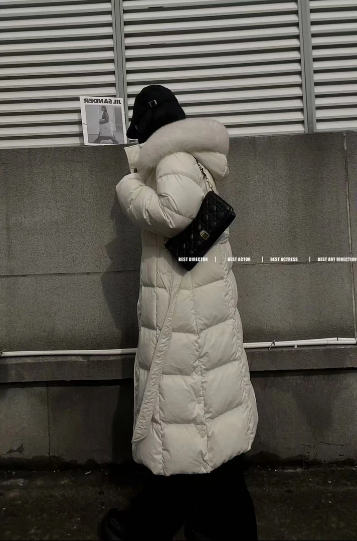 冬季新款羽绒服中长款加厚保暖修身显瘦白鸭绒外套99#