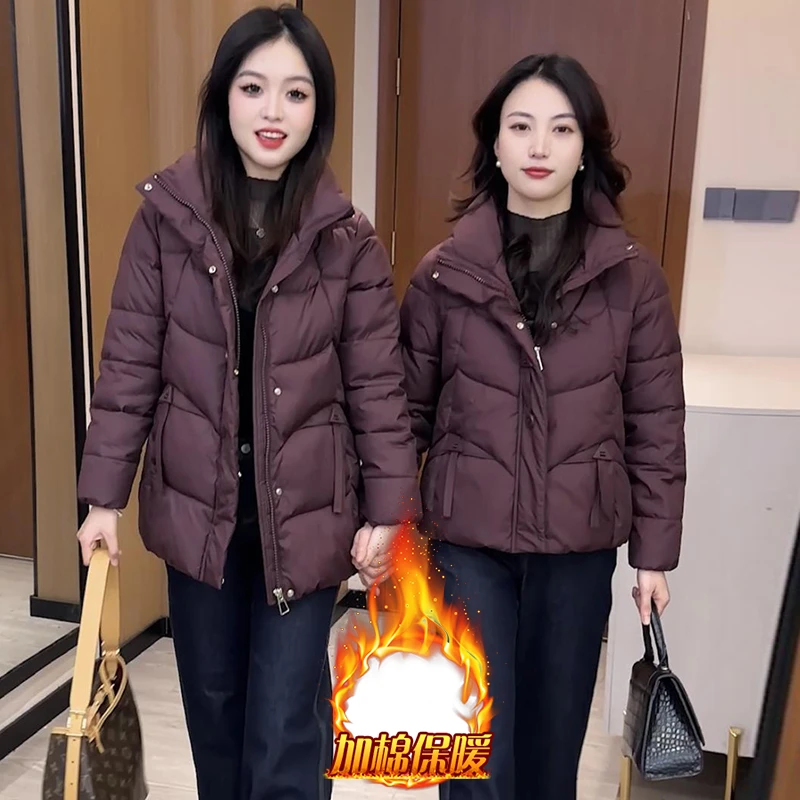 2025年冬季妈妈装新款棉服女中老年加棉加厚大码宽松立领保暖外套