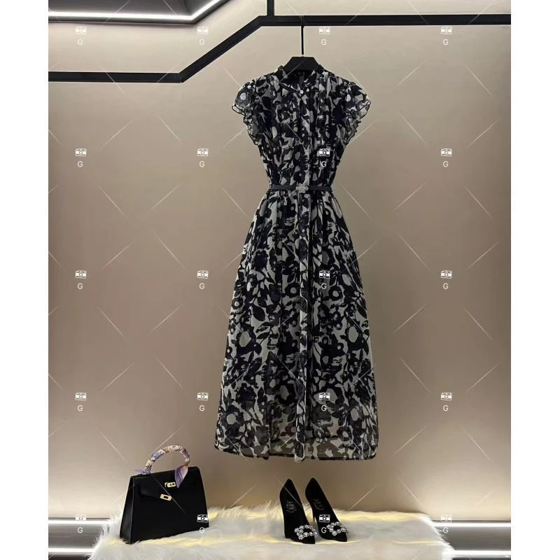 春夏设计师气质法式百搭时尚显瘦夏季优雅小众连衣裙 GS-57129