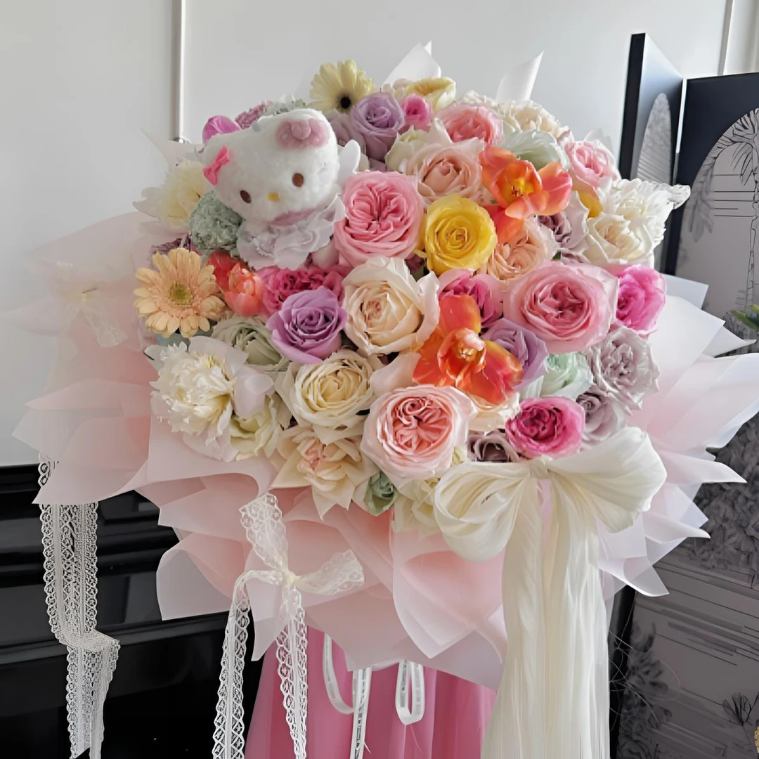 全国多巴胺巨型花束含郁金香玫瑰花同城配送多地花店